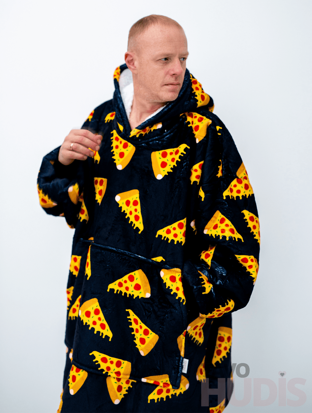 Black Pizza Blanket Hoodie