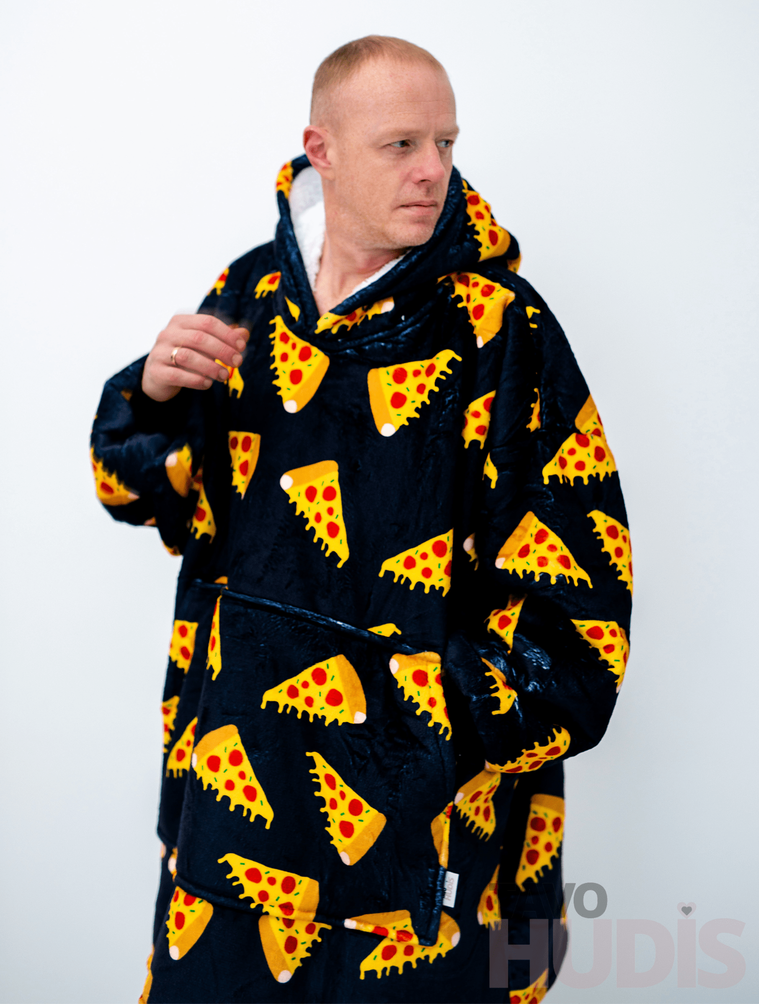 Black Pizza Blanket Hoodie
