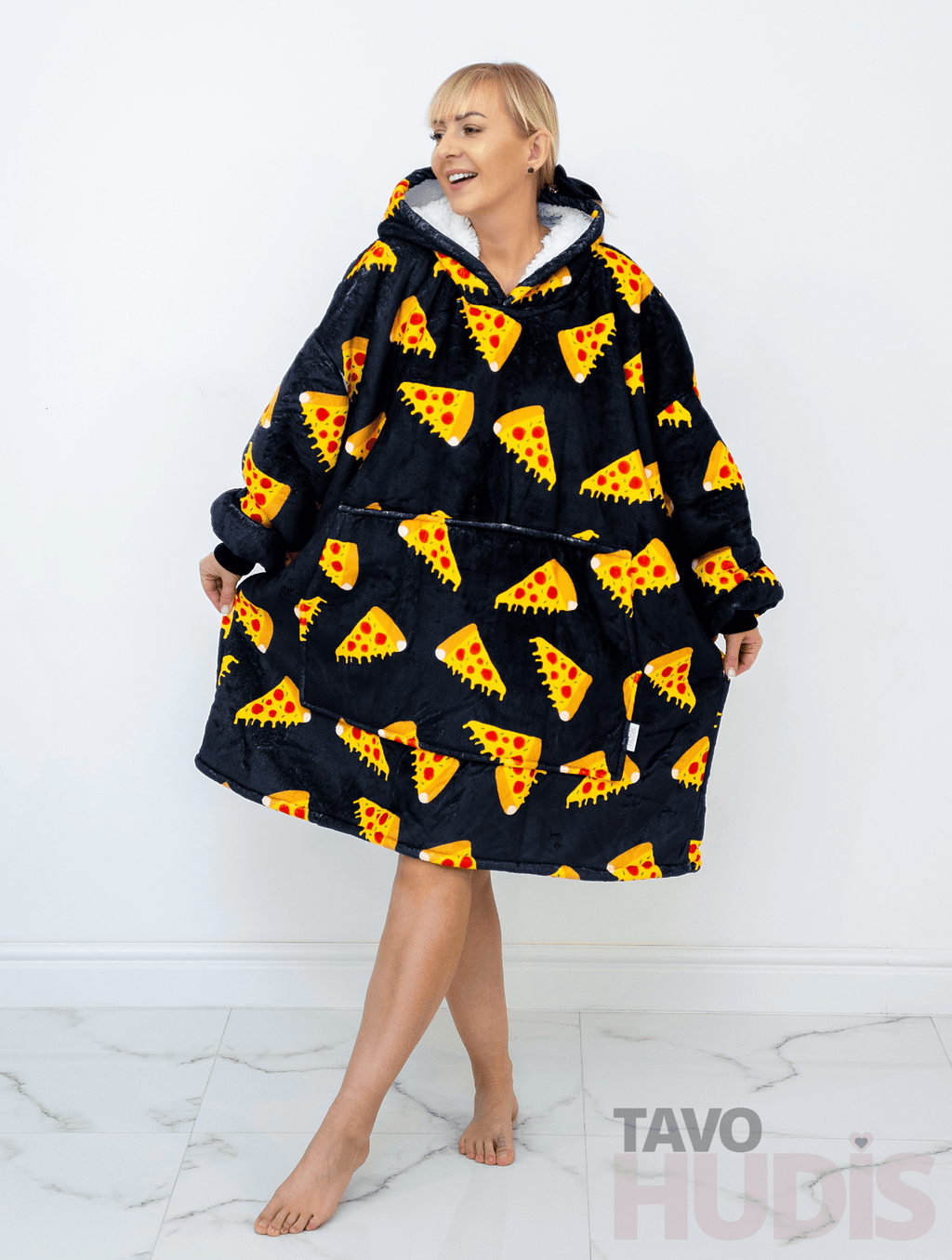 Black Pizza Blanket Hoodie