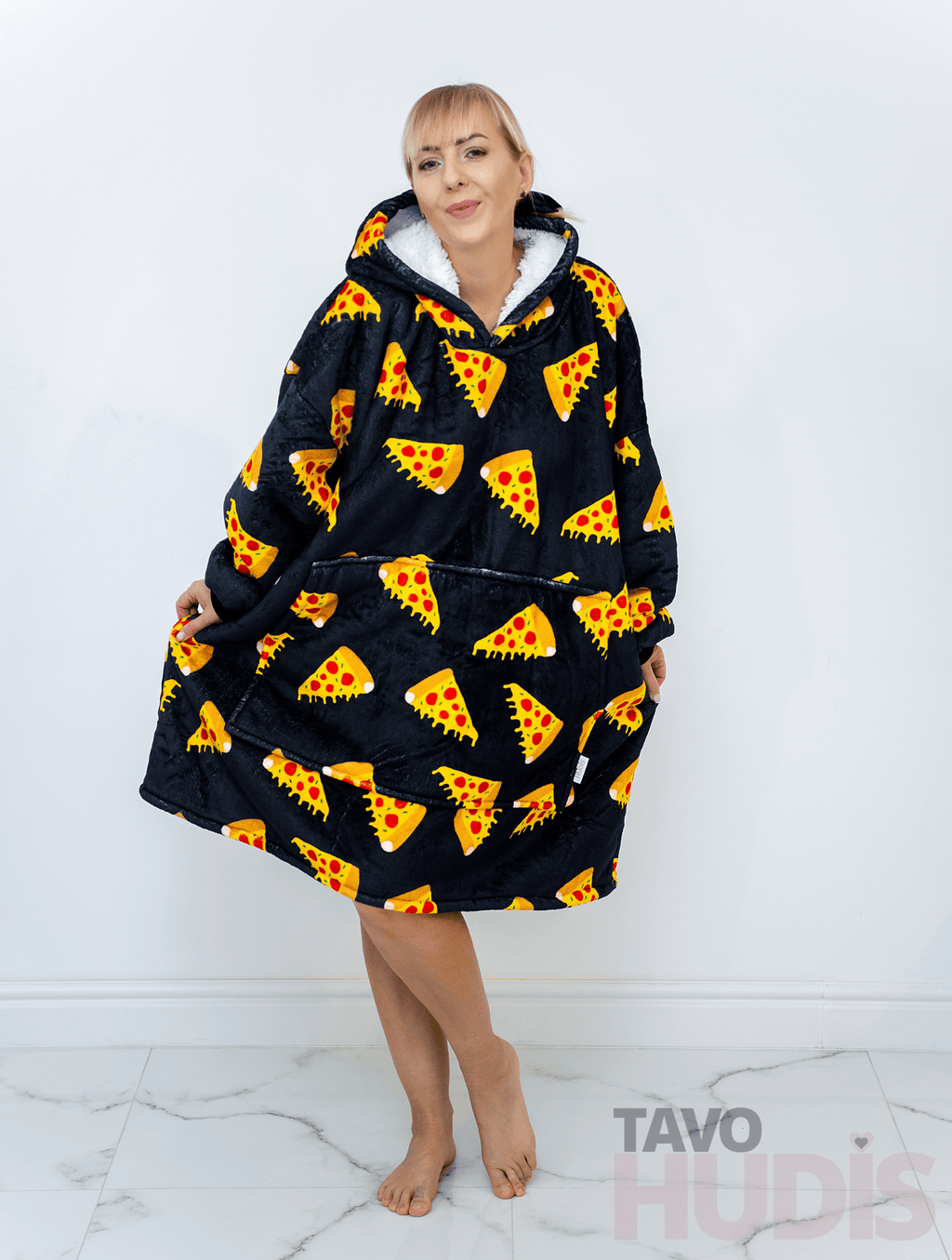 Black Pizza Blanket Hoodie