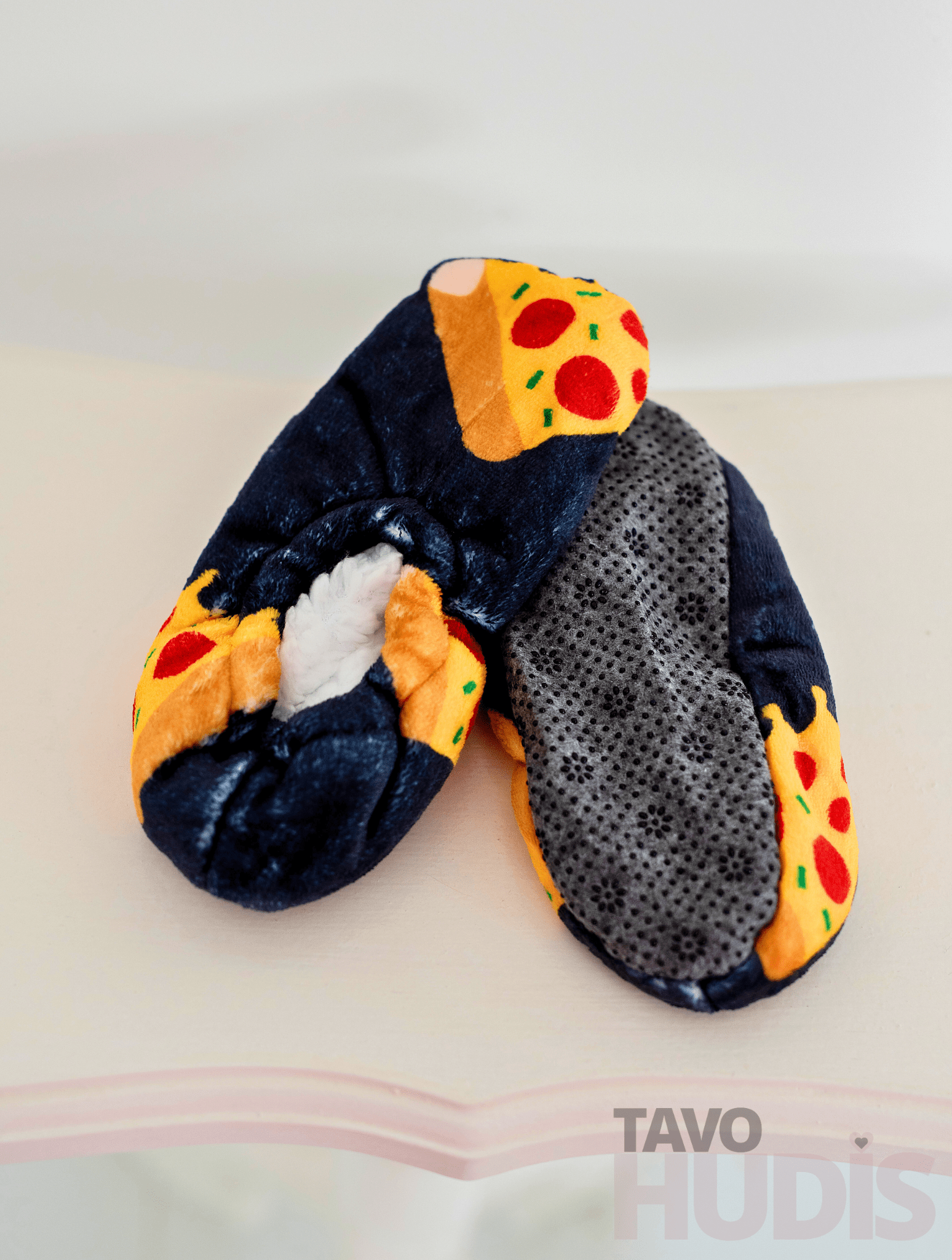 Black Pizza Slippers