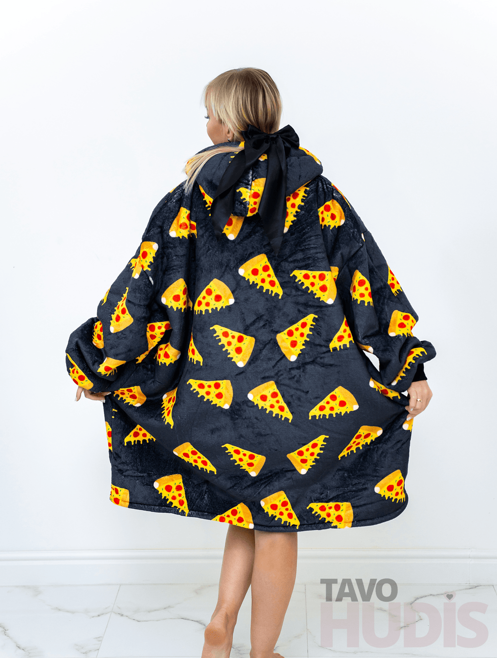 Black Pizza Blanket Hoodie