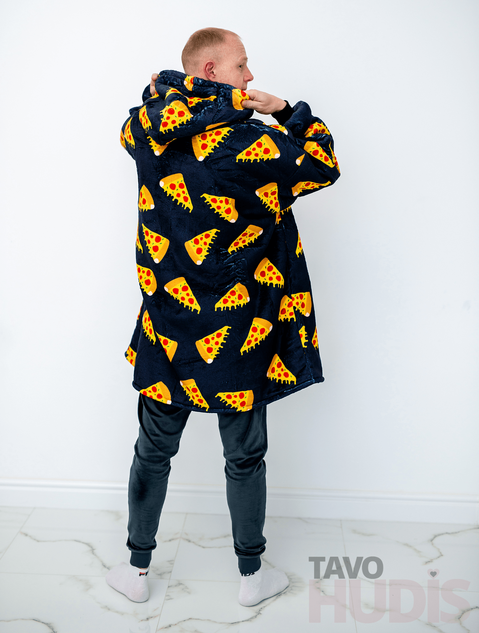 Black Pizza Blanket Hoodie