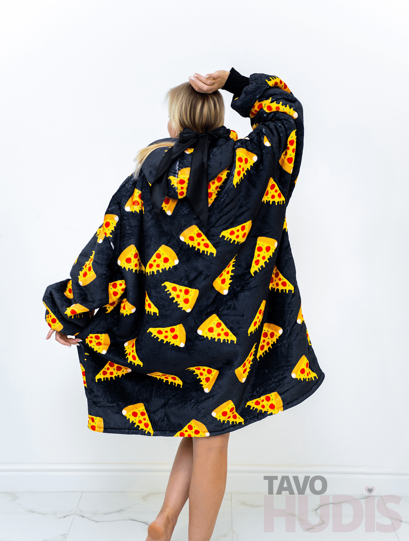 Black Pizza Blanket Hoodie